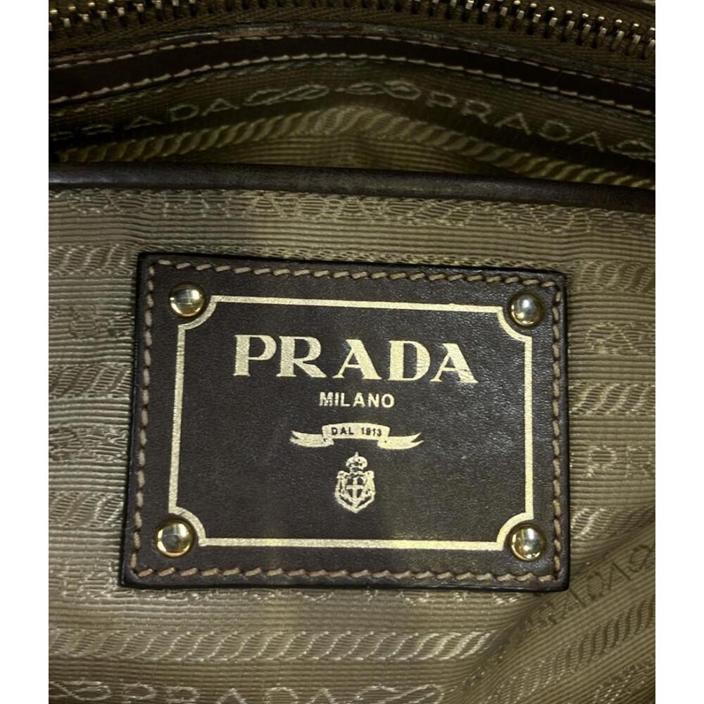 Prada Logo Jacquard Tote Shoulder bag brown leather - Picture 6 of 6